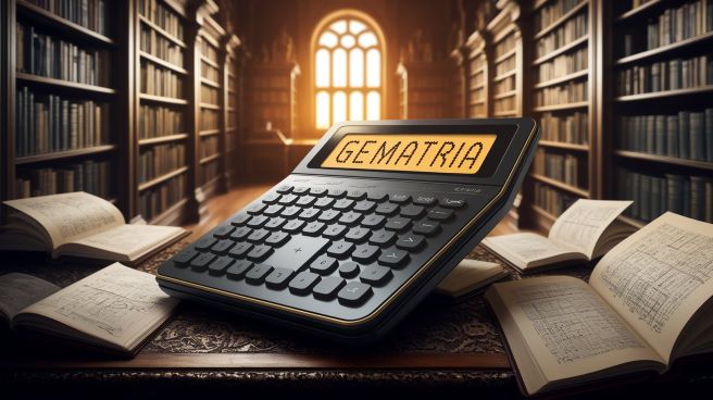 Calculator in library displaying Gematria calculator